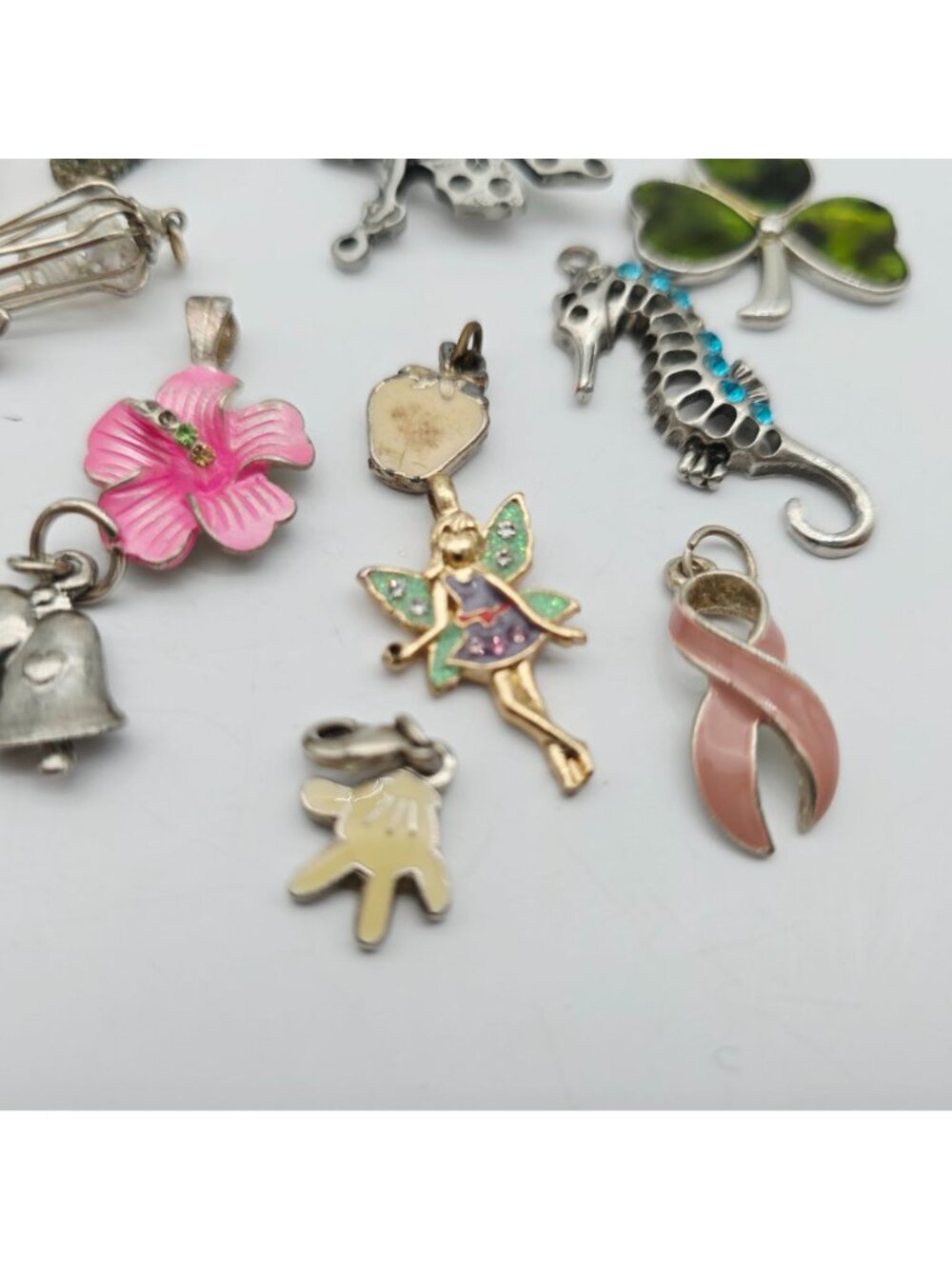 Assorted Charms Pendants Butterfly Seahorse Shamrock Pink Ribbon Fairy Bells - Picture 5 of 7